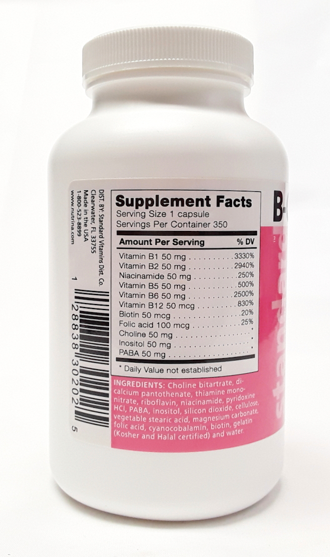 Standard Vitamins B Complex Balanced B50 Wniacinamide 350 Capsules