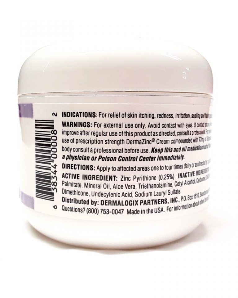 DermaZinc Cream, Zinc Pyrithione 0.25, 4 oz jar