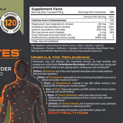 BodyHealth Perfect Amino Electrolytes Powder, 100 servings, Orange Slice Flavor, 22oz (2)
