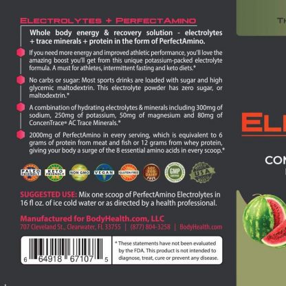 BodyHealth Perfect Amino Electrolytes Powder, 100 servings, Watermelon Zen Flavor, 22oz (3)