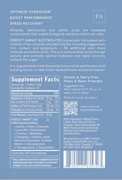 BodyHealth PerfectAmino™ Electrolyte Powder 15 Watermelon Flavor Travel Packets - Image 2