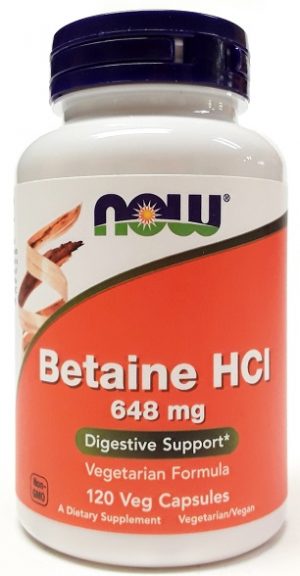 NOW Betaine HCL 648mg 120 Capsules main