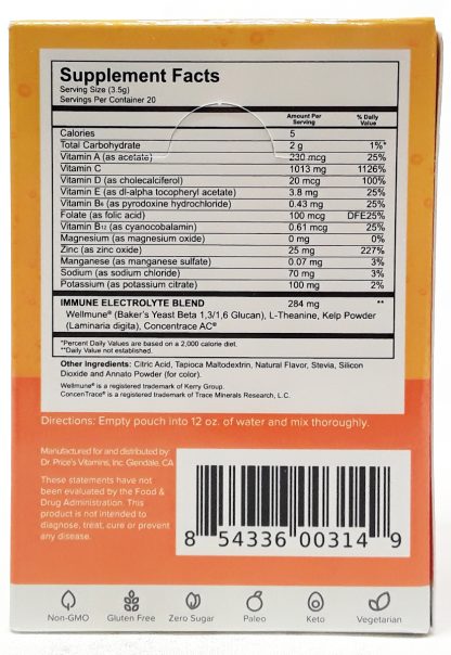 Dr. Price’s Immune Booster + Mandarin Flavor 20 Individual Packets (4)