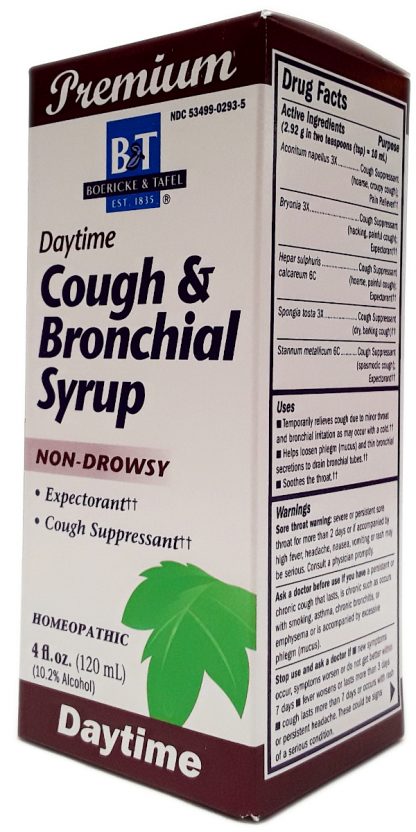Boericke and Tafel Daytime Cough and Bronchial Syrup 4 fl oz 25 degree angle view