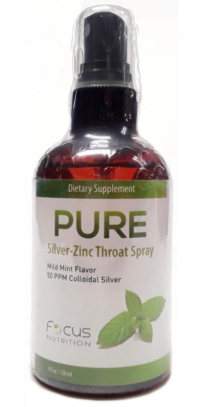 Focus Nutrition PURE Silver Zinc Throat Spray 4 fl oz front view