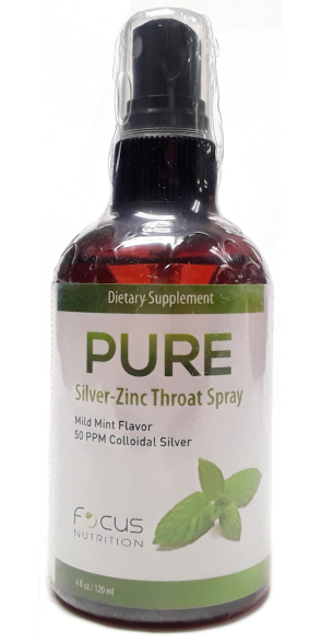 Focus Nutrition PURE Silver Zinc Throat Spray 4 fl oz product image view main