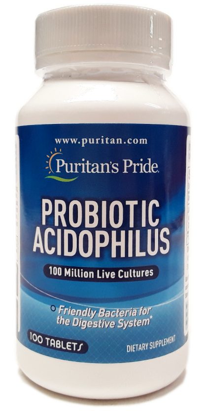 Puritan's Pride Probiotic Acidophilus 100 Million Live Cultures 100 Tablets front
