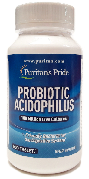 Puritan's Pride Probiotic Acidophilus 100 Million Live Cultures 100 Tablets main