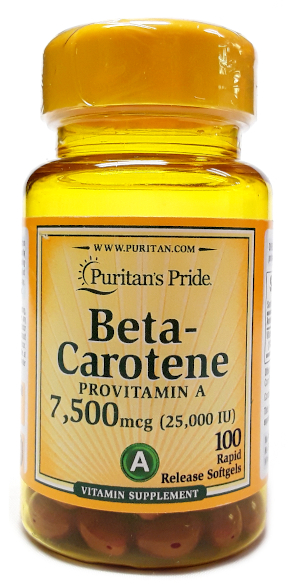 Puritan's Pride Beta Carotene 25,000IU 100 Softgels main