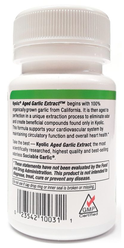 Kyolic Aged Garlic Extract Original Formula 100 Capsules - 300mg, Cardiovascular Support, Gluten-Free