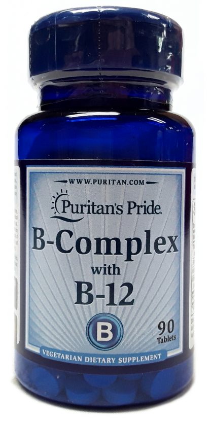 Puritan's Pride B-Complex with B-12 90 Tablets front