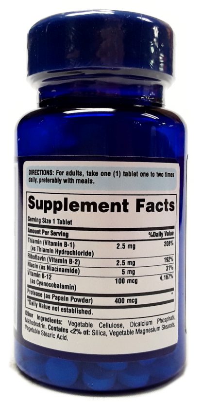 Puritan's Pride B-Complex with B-12 90 Tablets supplement facts