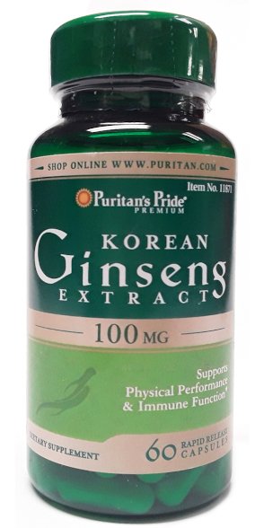 Puritan's Pride Korean Ginseng Extract 100mg 60 Capsules main product image view