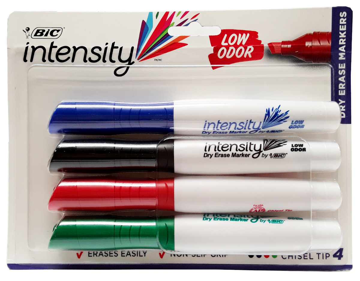 Bic Intensity Dry Erase Markers Chisel Tip 4 colors 