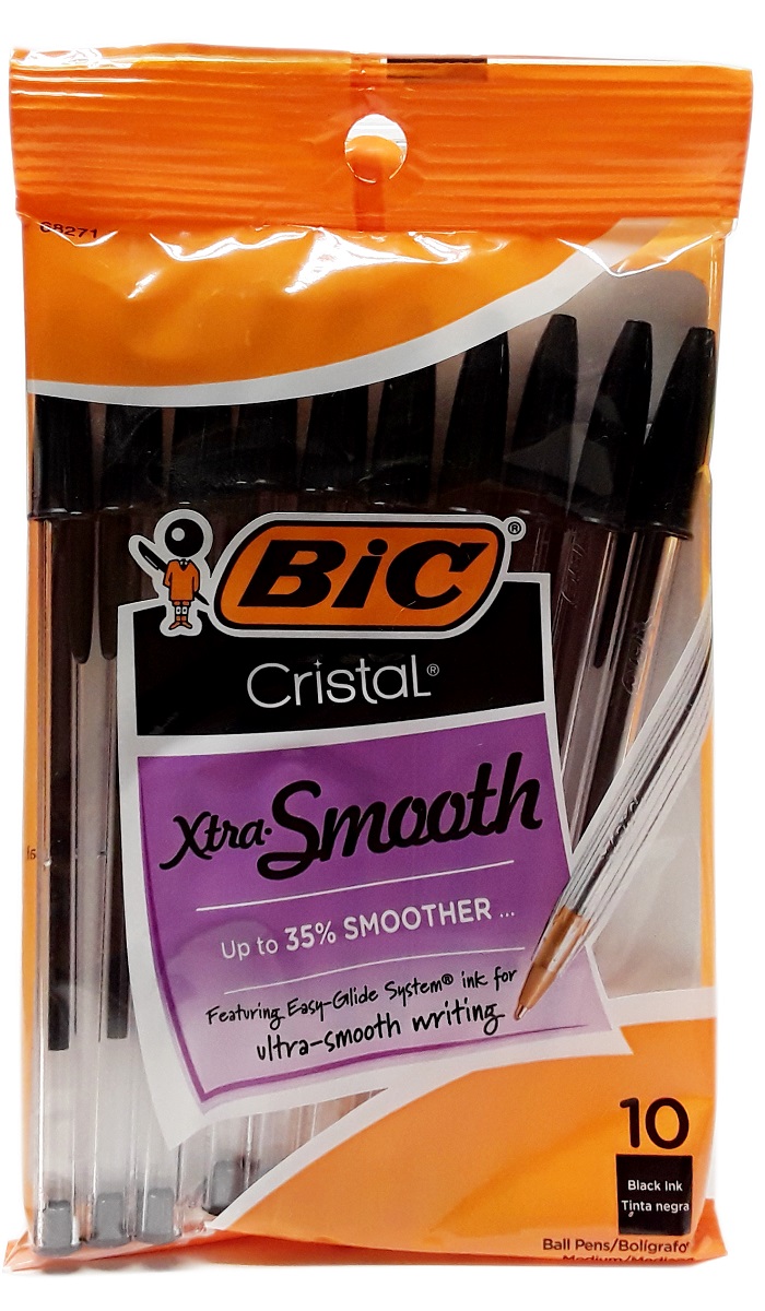 BIC Cristal Xtra Smooth Black Ballpoint Pens 10PK