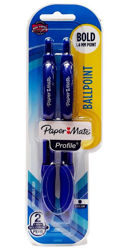 PaperMate Ballpoint Bold 1.4mm Blue pens, 2 pack (1)