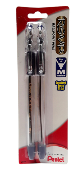 Pentel RSVP Ballpoint Pens Blue Ink 1.0mm 2 Pack main