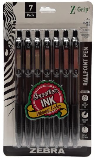 Zebra Z Grip Ballpoint Black pens Bold 1.0mm 7 Pack main