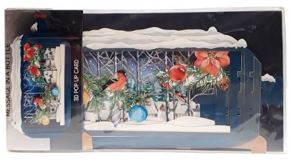 Message in a Bottle 3D Pop Up Greeting Card Robin in Forest main