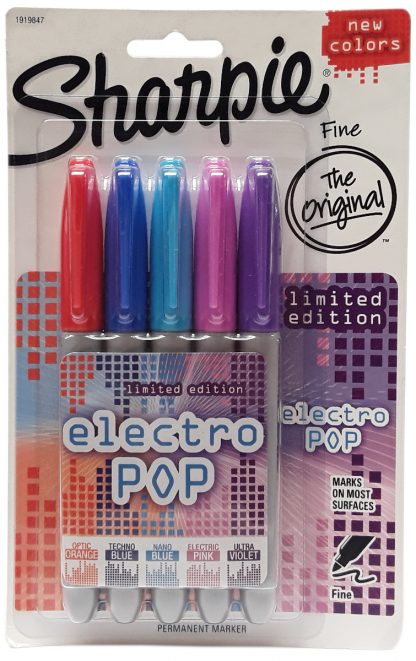 Sharpie Permanent Markers Electro Pop Fine Point 5 Colors (1)