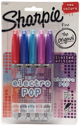 Sharpie Permanent Markers Electro Pop Fine Point 5 Colors main