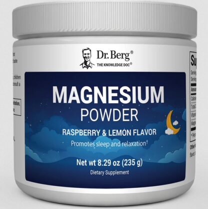 Dr. Berg Magnesium Powder Drink Raspberry Lemon Flavor – 325 mg of Magnesium Glycinate per serving – 50 servings