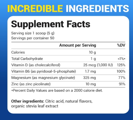Dr. Berg Magnesium Powder Drink Raspberry Lemon Flavor – 325 mg of Magnesium Glycinate per serving – 50 servings - Image 2