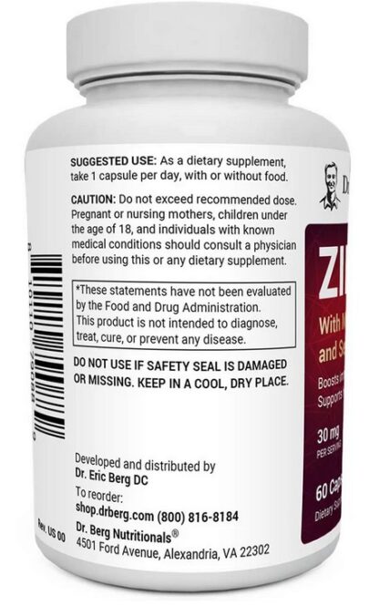 Dr. Berg Zinc 30 mg with Magnesium, Vitamin D3 and Selenium 60 caps - Image 3