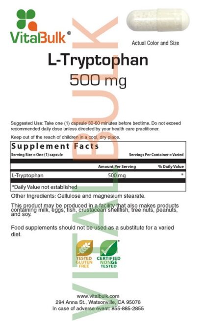 Vitalbulk L-Tryptophan 500 mg 100 Capsule