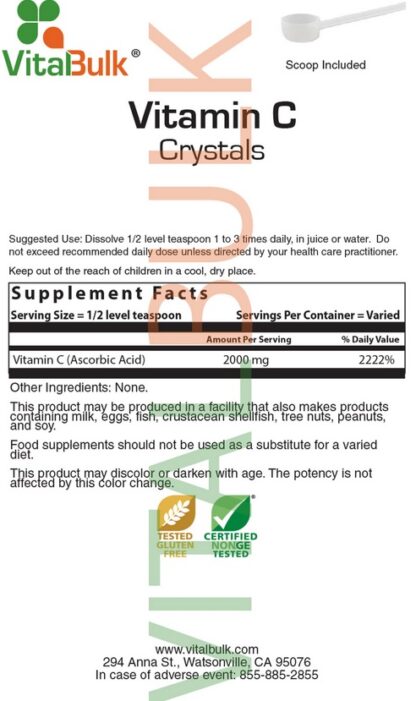 Vitalbulk Vitamin C Crystals with 2000 mg Scoop - 4 Oz. Bag