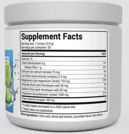 Dr. Berg's Electrolyte Powder Cucumber-Lime Flavor 290 grams jar - Image 2