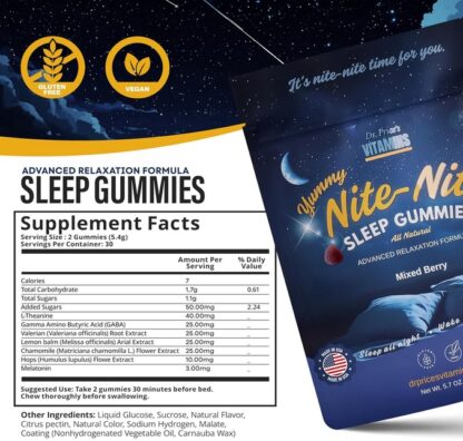 Dr. Price’s Yummy Nite-Nite Sleep Gummies Mixed Berry 5.7 oz - Image 2