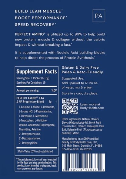 BodyHealth PerfectAmino™ Powder 15 Chocolate Flavor Travel Packets - Image 2