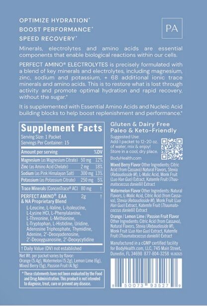 BodyHealth PerfectAmino™ Electrolyte Powder 15 Assorted Flavor Travel Packets - Image 3