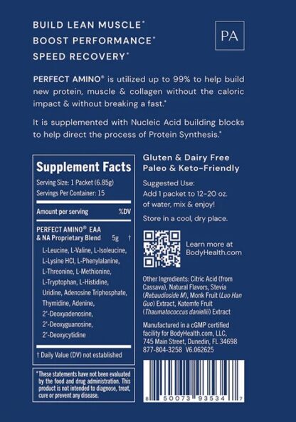 BodyHealth PerfectAmino™ Powder 15 Lemon Lime Flavor Travel Packets - Image 2