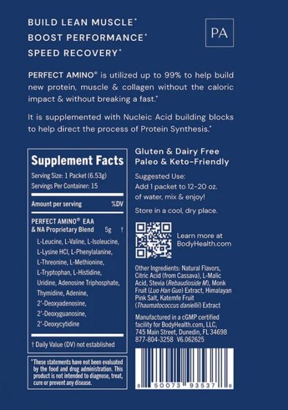 BodyHealth PerfectAmino™ Powder 15 Strawberry Flavor Travel Packets - Image 2
