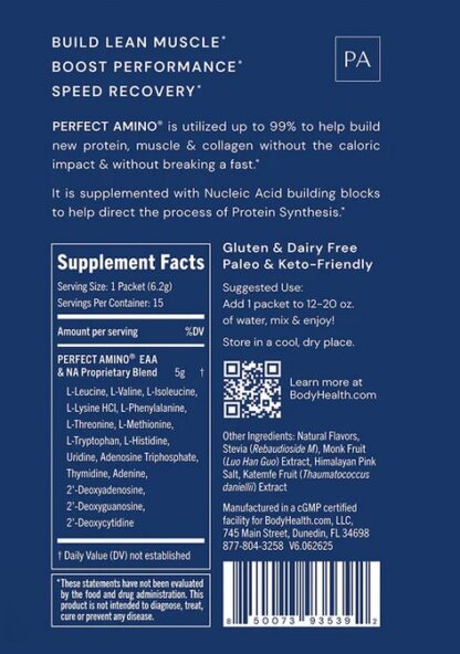BodyHealth PerfectAmino™ Powder 15 Vanilla Flavor Travel Packets - Image 2