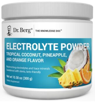 Dr. Berg's Electrolyte Powder Tropical Coconut, Pineapple & Orange Flavor 300 grams jar