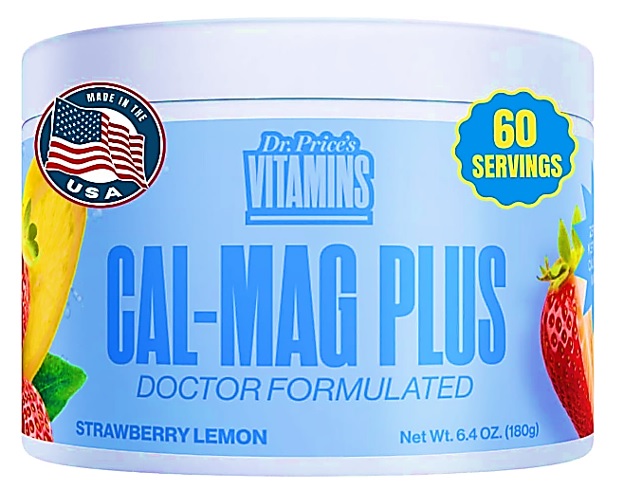 Dr. Price's Vitamins Cal-Mag Supplement Powder, Strawberry Lemon 60 Serving
