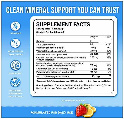 Dr. Price's Vitamins Cal-Mag Supplement Powder, Strawberry Lemon 60 Serving - Image 2