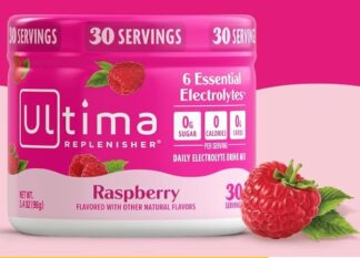 Ultima Replenisher Raspberry Electrolytes Powder, 30-Serving Canister